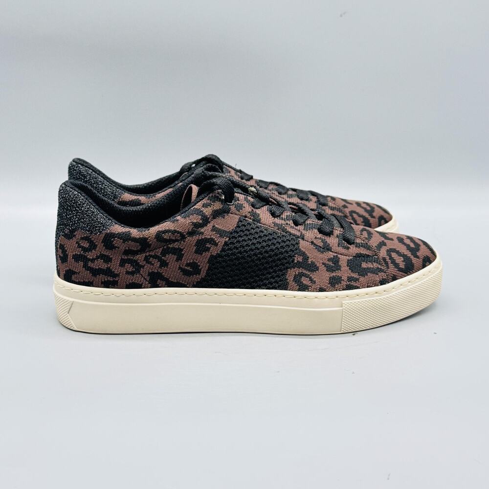 GREATS Shoes Womens 7 Brown Knit Animal Print Brooklyn Low Top Sneakers Comfort